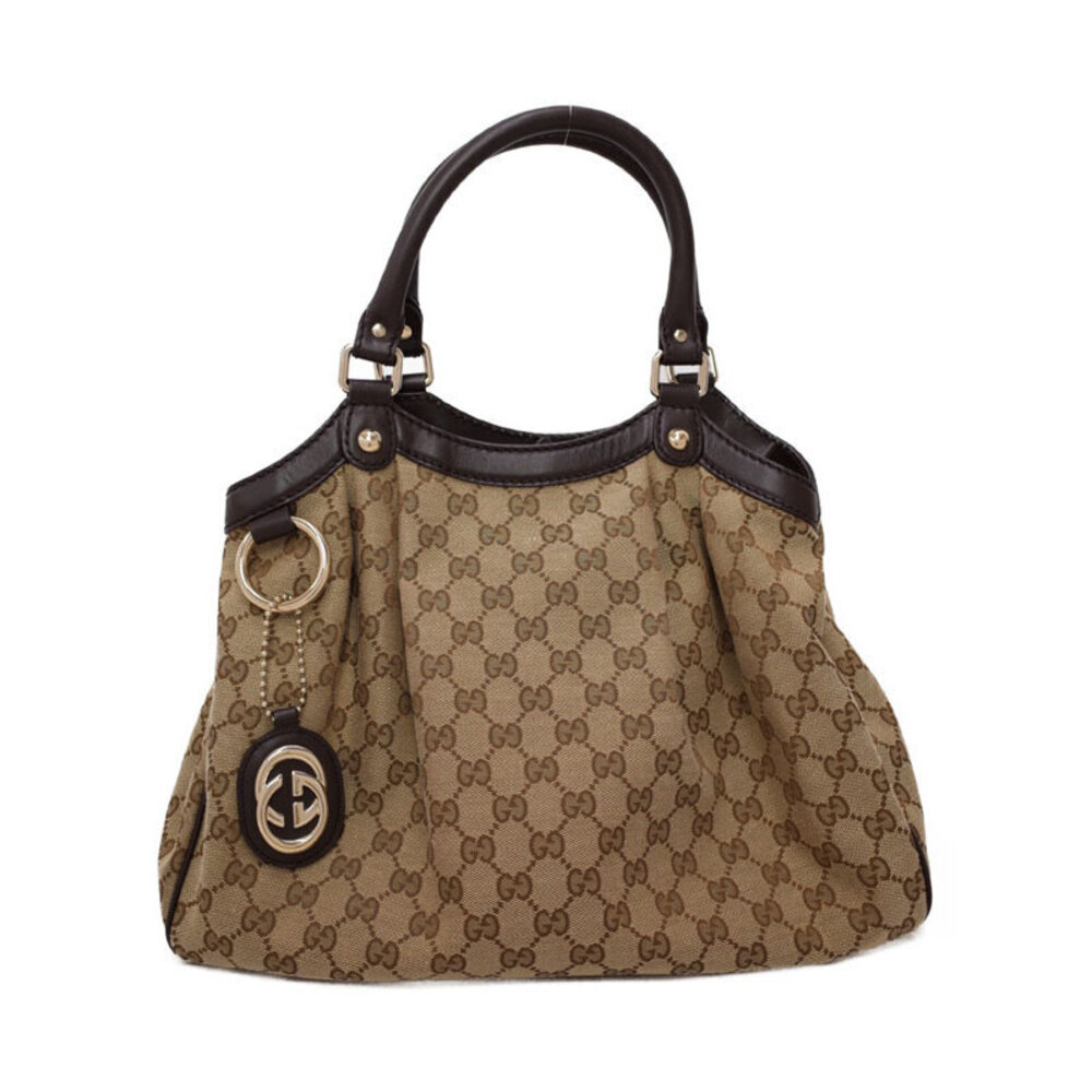 Gucci Sukey Tote Shoulder Bag GG monogram canvas leather Beige Brown
